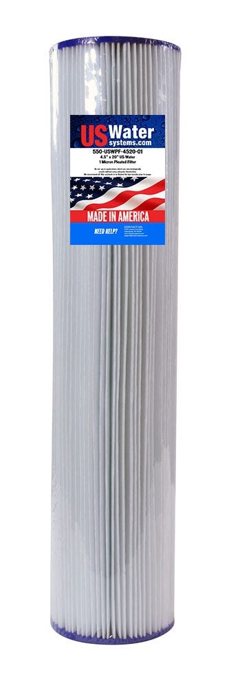 US Water 4.5" x 20" Pleated Filter Cartridge 1 Micron - US Water Systems