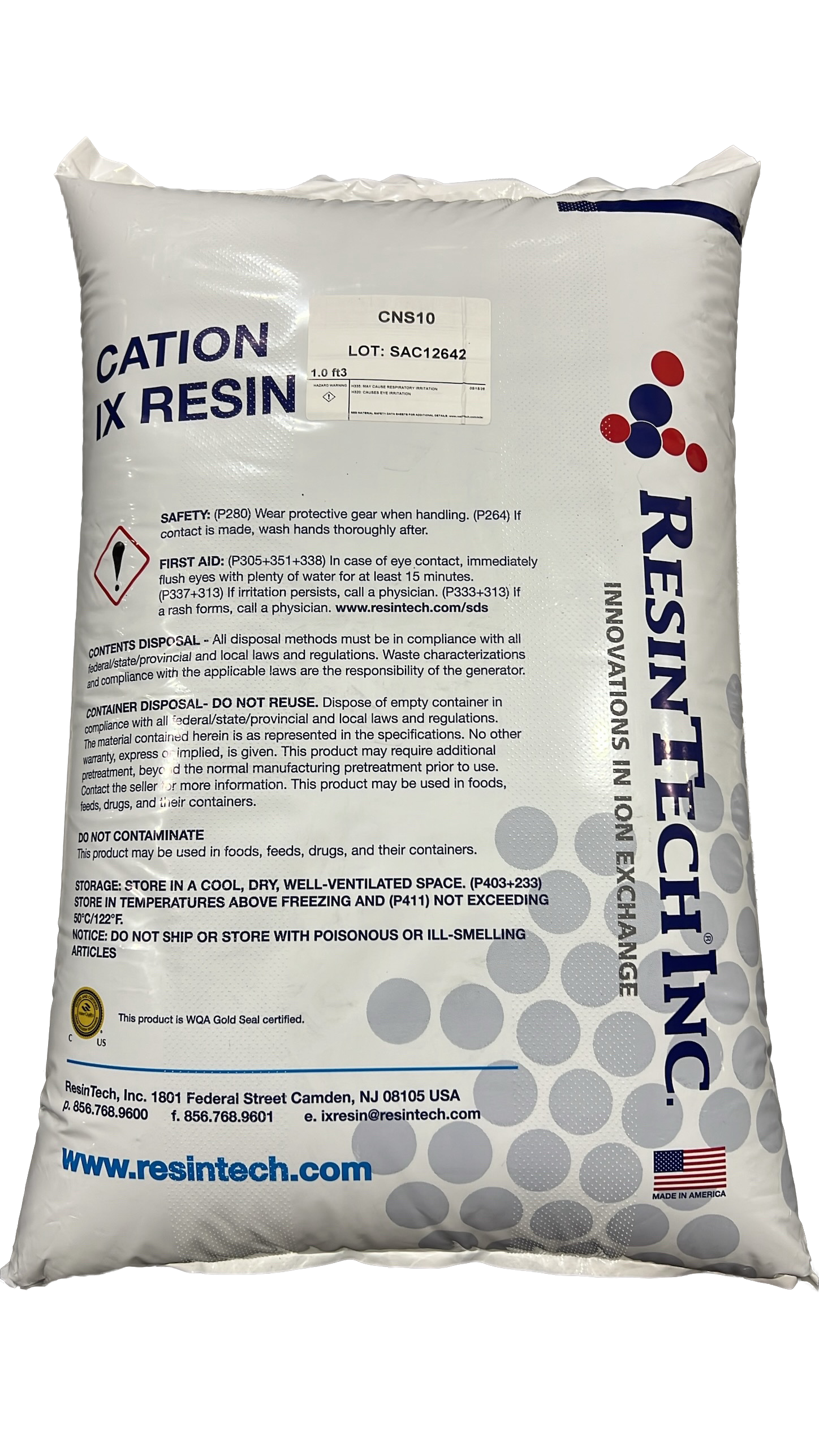 Resintech CNS10 Premium 10% Crosslinked Water Softener Resin - 0.5 CU/FT - US Water Systems