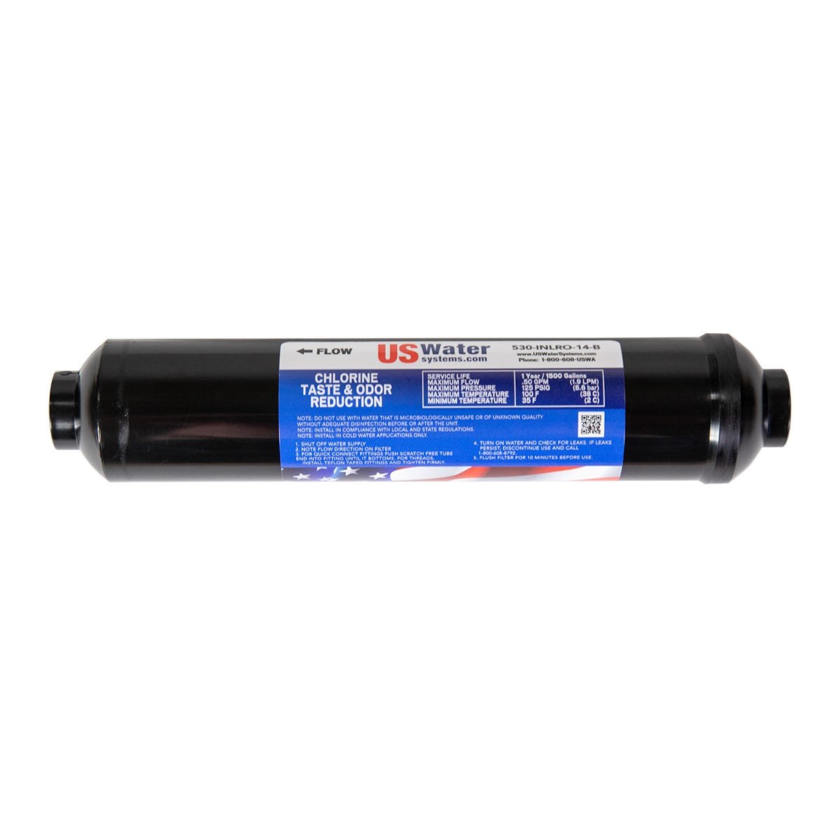 US Water System 10 Inch Inline Granular Activated Carbon Filter With Black Body - US Water Systems