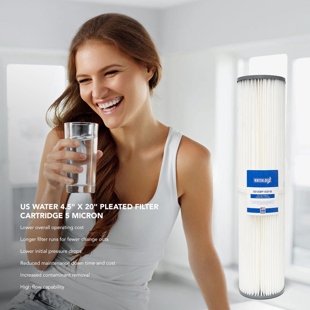 US Water 4.5" x 20" Pleated Filter Cartridge 5 Micron - US Water Systems