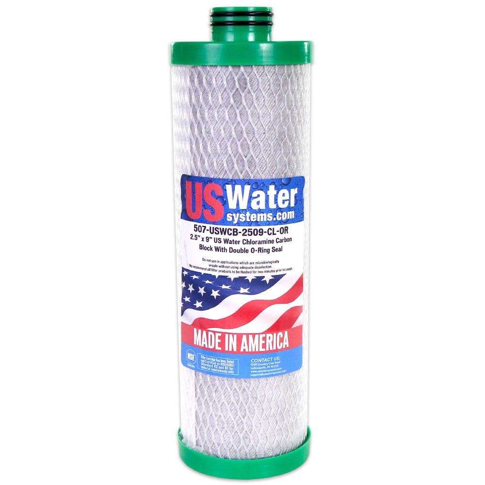 US Water Systems Chloramine Carbon Block Filter 2.5 x 9 Double O - Ring Seal - US Water Systems