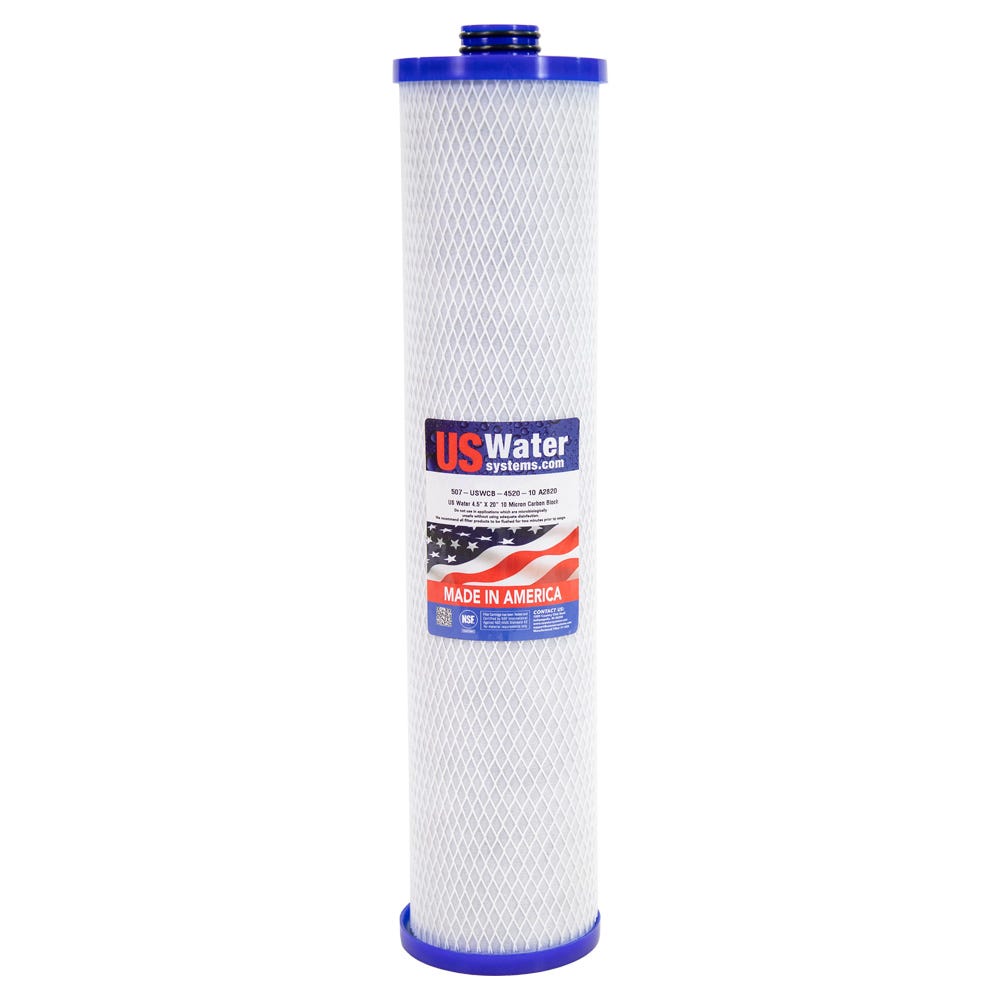 US Water 4.5 x 20 Carbon Block Filter Double O - Ring Seal | USWCB - 4520 - 10 - 222 - US Water Systems