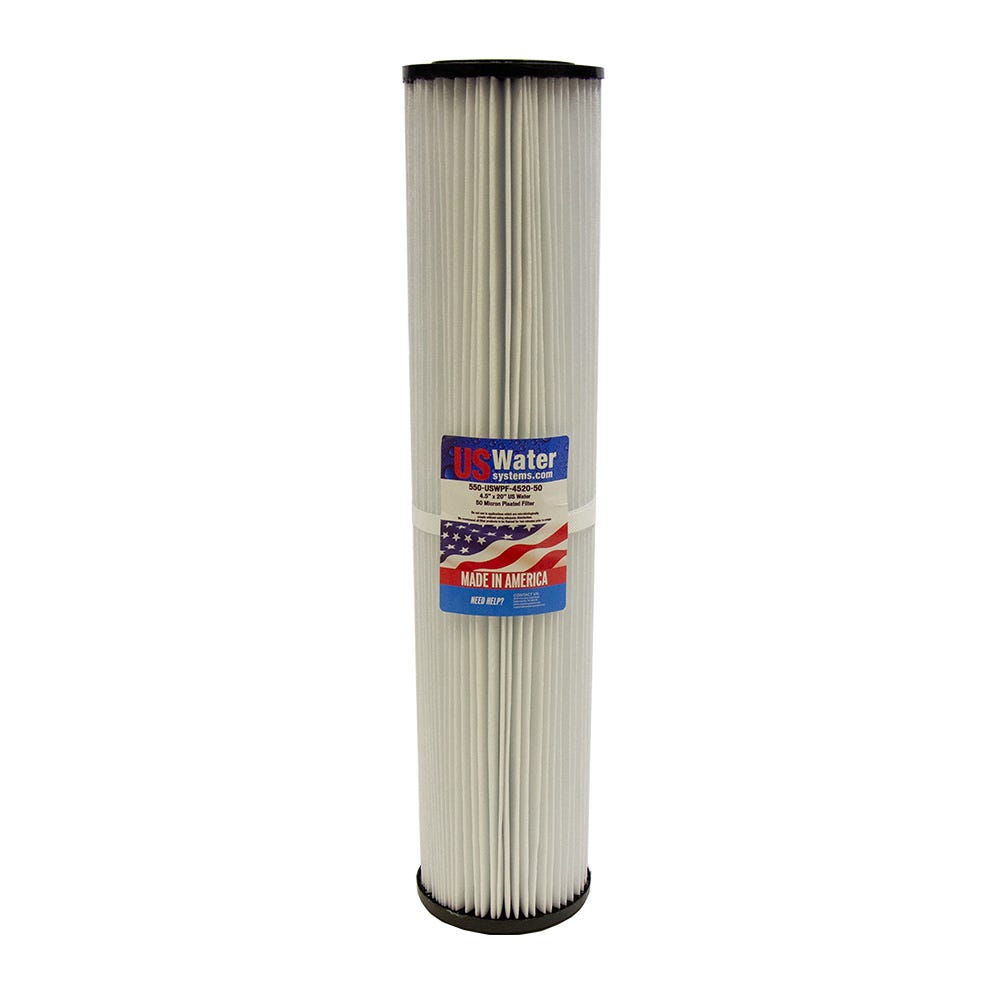 US Water 4.5" x 20" Pleated Filter Cartridge 50 Micron - US Water Systems
