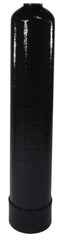 The US Water Systems RT14 Fiberglass Media Tank, measuring 14 x 65 inches with a 2.5 opening, is a tall black cylinder with a smooth surface and slightly wider base, offering durability and sleek design.