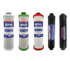 Five Refill Enrollment – All American Filter Pack cartridges, each with unique labels and colored end caps—white, green, red, black, and a black cylindrical filter marked LIVATION—from Enrollment - Does not Ship Today.