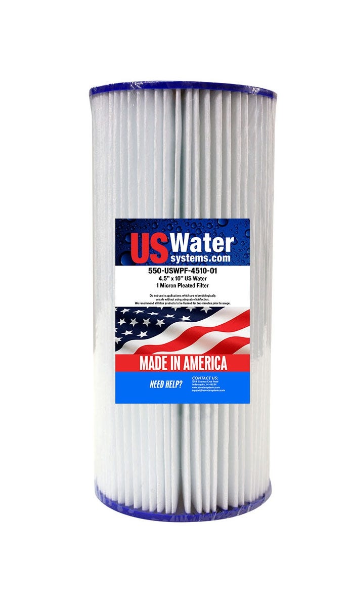 US Water 4.5" x 9.75" Pleated Filter Cartridge 1 Micron