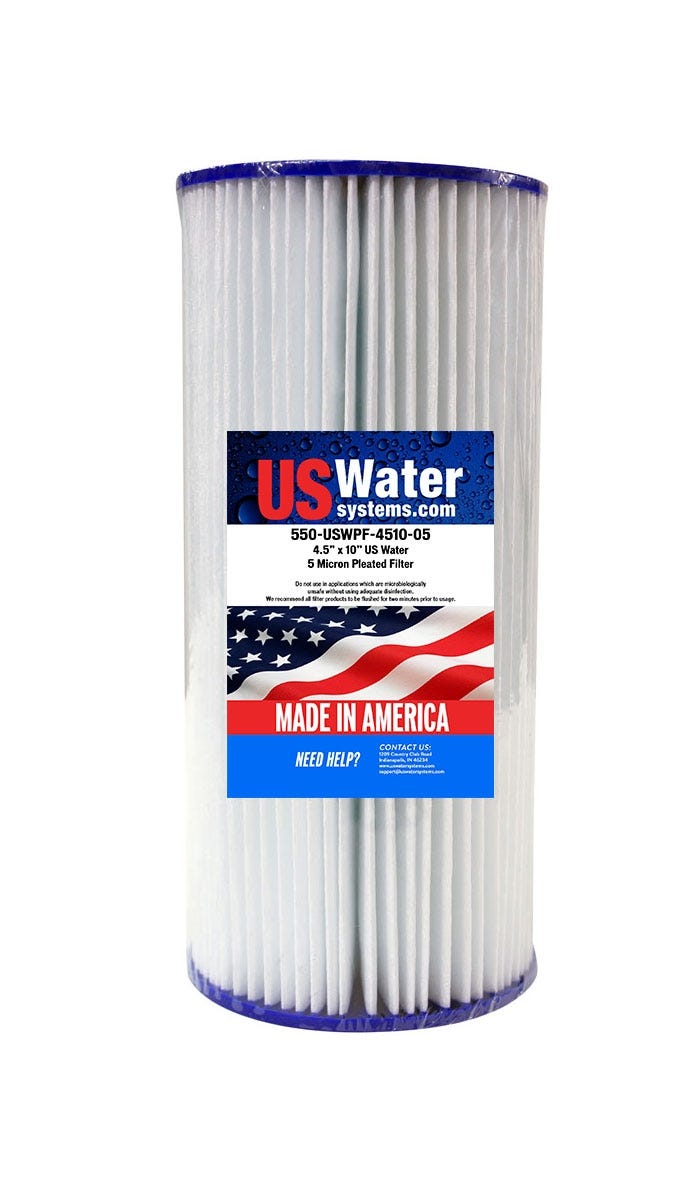 US Water 4.5" x 9.75" Pleated Filter Cartridge 5 Micron