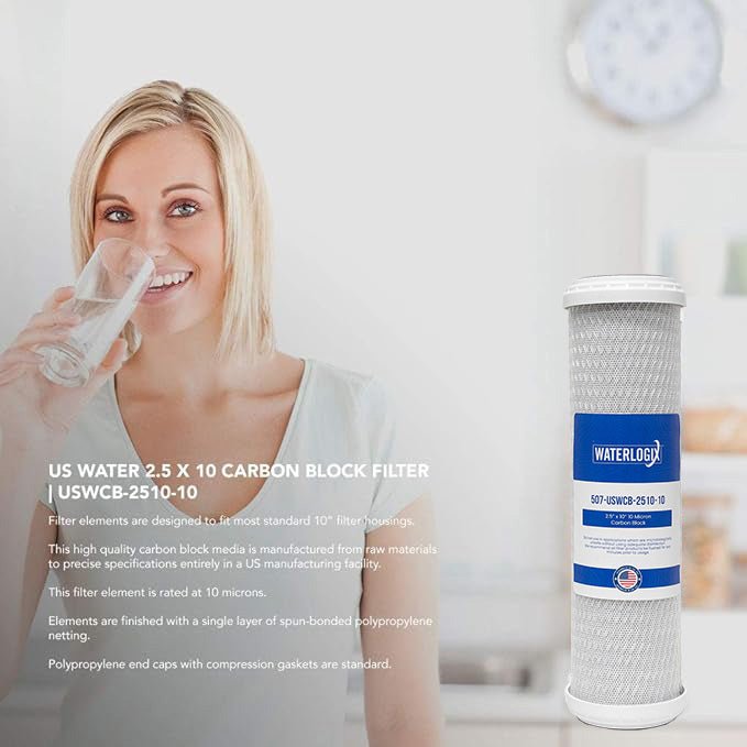 10" Carbon Block Filter Cartridge - Made in USA - Universal Fit - US Water Systems