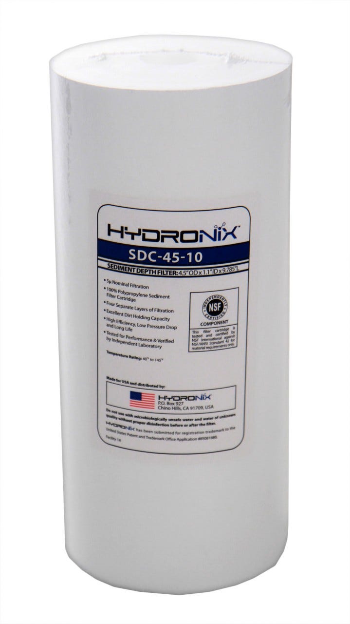 Hydronix 4.5" x 10" Sediment Depth Filter Cartridge | SDC-45-1001