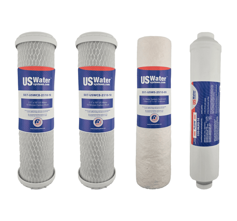 MS-3Stage 3-Stage Reverse Osmosis Water Filter Cartridges – 10" X 2.5" – 5 Micron – 6-Month Set