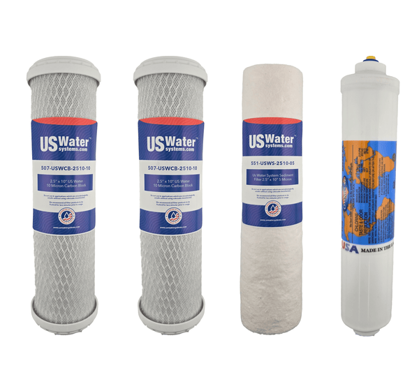 Max Water 10-Pack RO Replacement Filters – 1 Micron Sediment & 1 Micron CTO Carbon Block