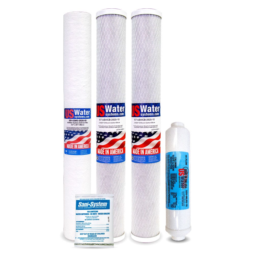 5-Stage Reverse Osmosis Filter Pack Fits Most Sump-Type RO Systems - 20" Filters