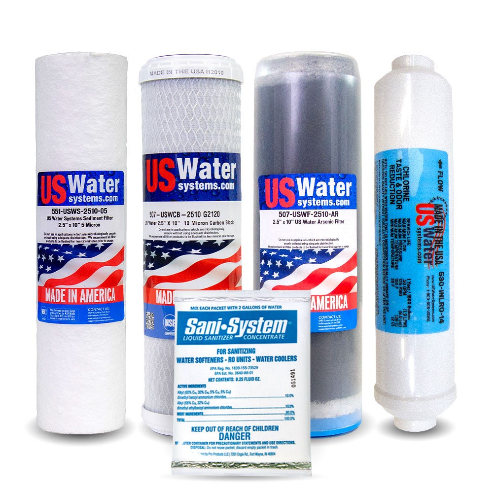 5-Stage USA Made Arsenic Reverse Osmosis Filter Pack | FP5A-USA